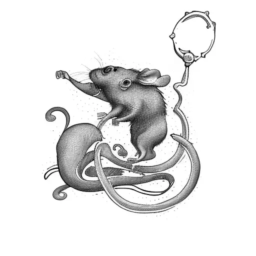 Blackwork Death Tarot Rat King Tattoo Idea - BlackInk AI