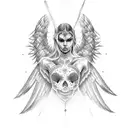 warrior angel tattoo design idea