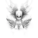 warrior angel tattoo design idea