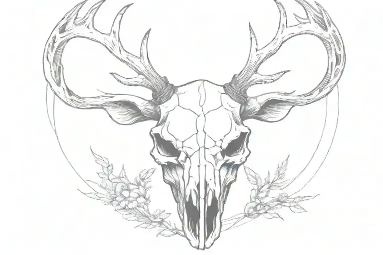 deer skull horns bahamut head tattoo design idea