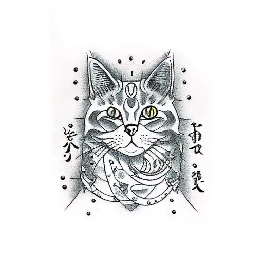 cat ghost tattoo design idea