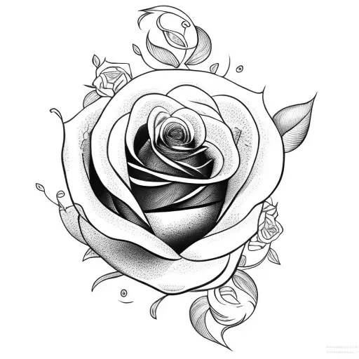 Rose with 3 birds tattoo design idea