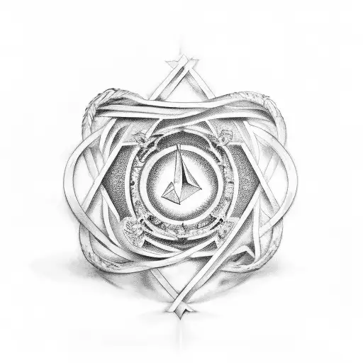 Ancient Stoic symbols intertwined with an hourglass tattoo design idea