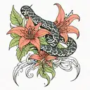 red spider lily and snake intertwined tattoo design idea