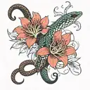 red spider lily and snake intertwined tattoo design idea