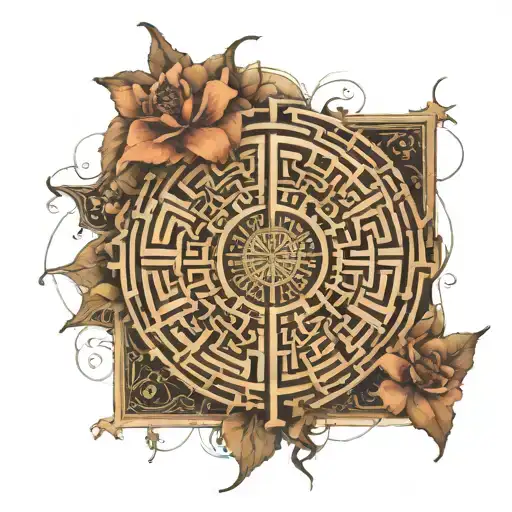 I shall construct a labyrinth in which I can lose myself, together with anyone who tries to find me. Make this text with tattoo design idea