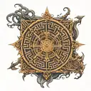 I shall construct a labyrinth in which I can lose myself, together with anyone who tries to find me. Make this text with tattoo design idea