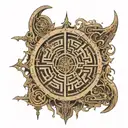 I shall construct a labyrinth in which I can lose myself, together with anyone who tries to find me. Make this text with tattoo design idea