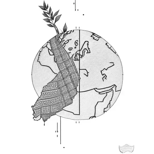 palestine map filled with the keffiyeh design, and with an olive branch taking its roots in the map tattoo design idea