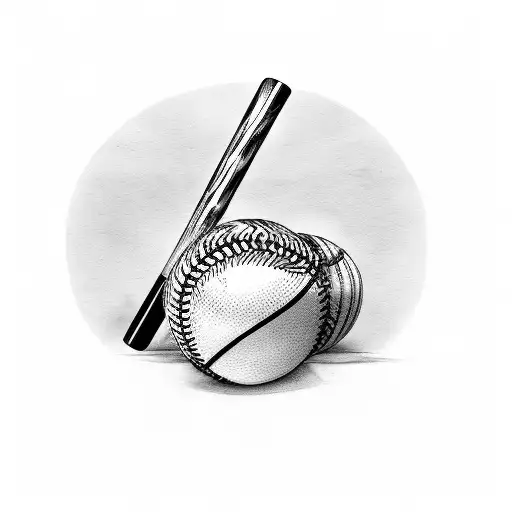 Black and Grey Baseball Tattoo Idea - BlackInk AI