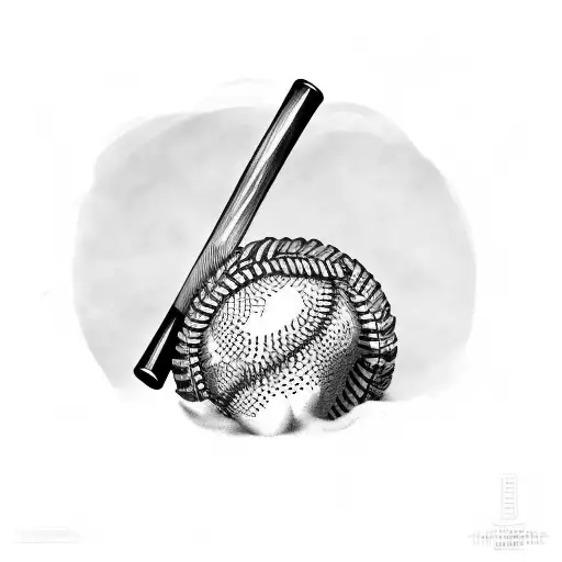 Baseball bat and weightlifting barbell crossed tattoo design idea