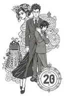 couples tattoo design inspired by doctor who with the date 4-20-23 tattoo design idea