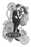 couples tattoo design inspired by doctor who with the date 4-20-23 tattoo design idea