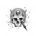 dagger with a  small skull and snakes wrapped around tattoo design idea