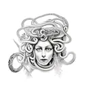 sicilian medusa with its snakes (the medusa that is inside the old sicilian flag) wrapped around the Cross of Agadez (mo tattoo design idea