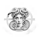 sicilian medusa with its snakes (the medusa that is inside the old sicilian flag) wrapped around the Cross of Agadez (mo tattoo design idea