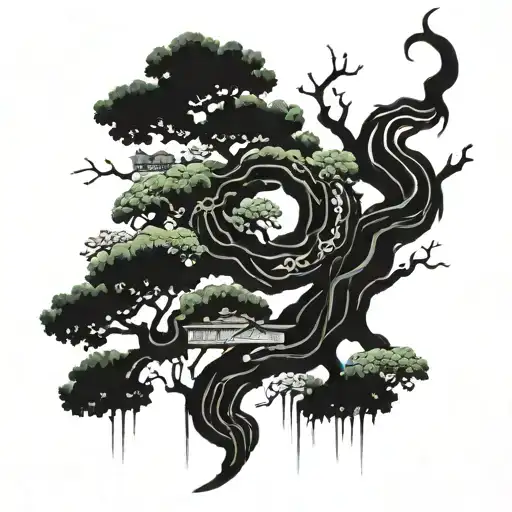 bonzai tree tattoo design idea