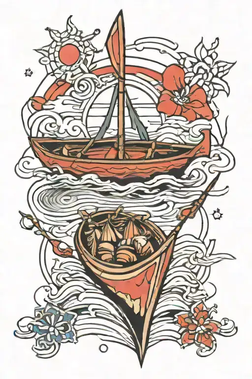 canoe pafdle tattoo design idea