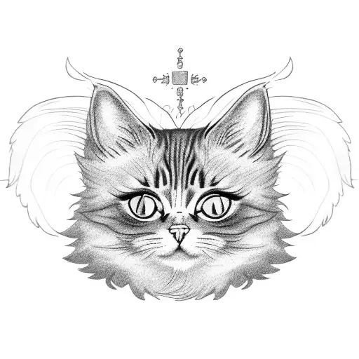 Cat with angel wigs tattoo design idea