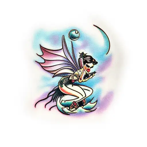 dark fairy  tattoo design idea