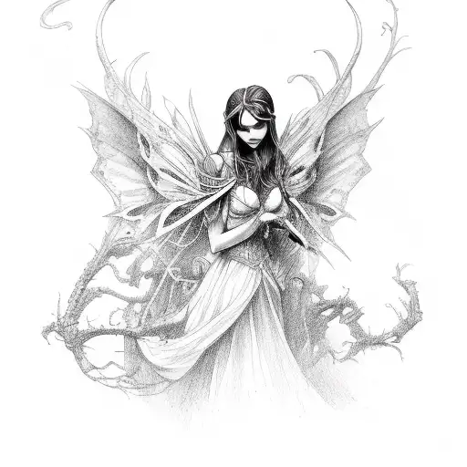 dark fairy  tattoo design idea