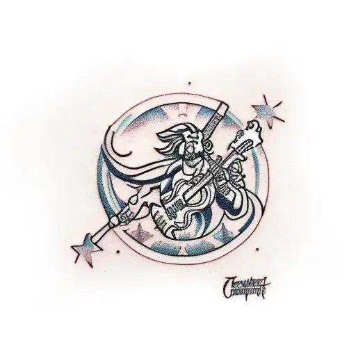 centaur with a guitar tattoo design idea