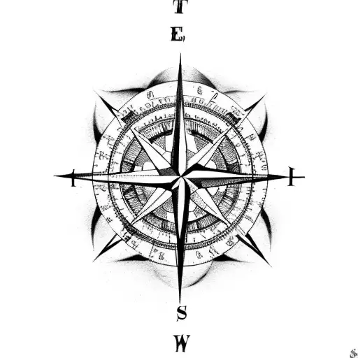 A compass rose with coordinates of significant places you've traveled to tattoo design idea
