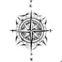 A compass rose with coordinates of significant places you've traveled to tattoo design idea