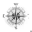 A compass rose with coordinates of significant places you've traveled to tattoo design idea