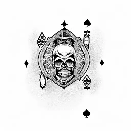 skull hand holding a poker ship  tattoo design idea