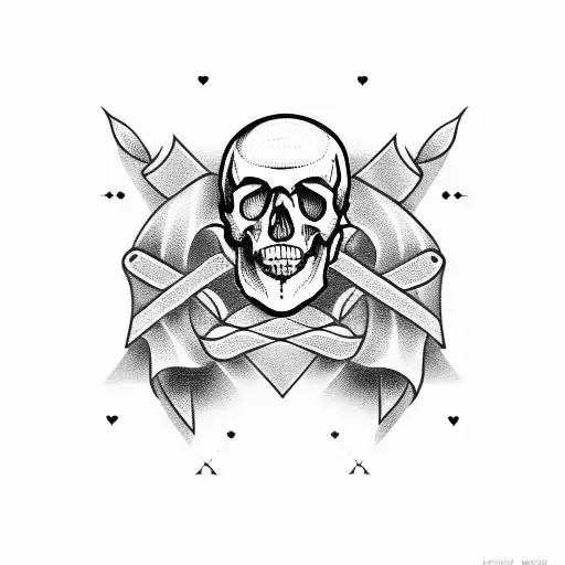 skull hand holding a poker ship  tattoo design idea
