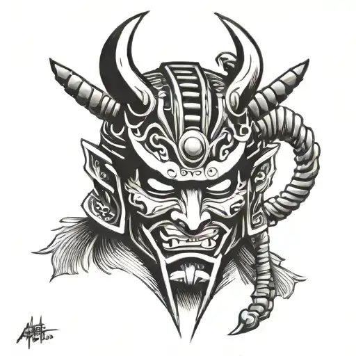 samurai mask tattoo design idea