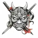 samurai mask tattoo design idea