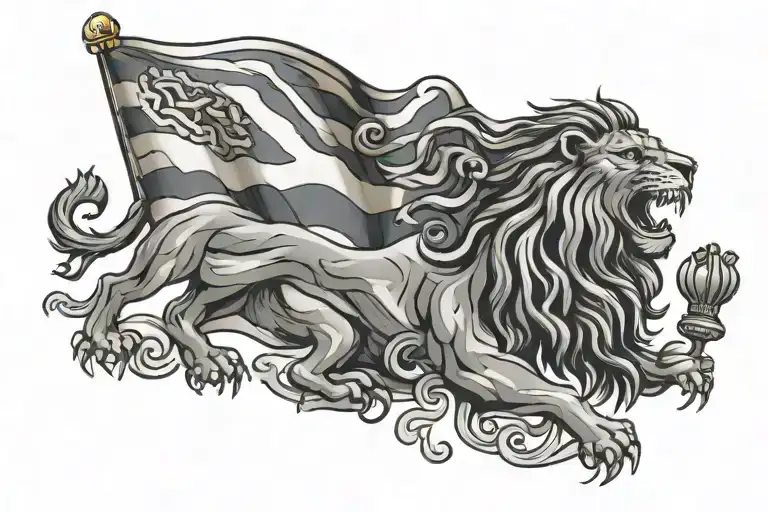 SCOTTISH FLAG WITH LION COMING OUT OF IT themed tattoo tattoo design idea