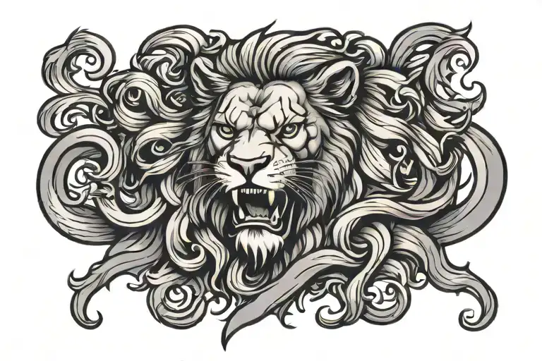 SCOTTISH FLAG WITH LIONS FACE tattoo design idea