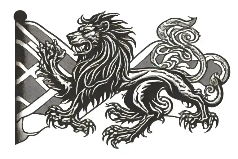 SCOTTISH FLAG WITH SCOTTISH LION tattoo design idea