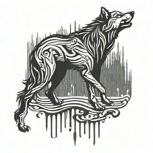 Musical notes forming a wolf silhouette tattoo design idea