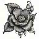 violet flower with poppy flower and snowdrop flower tattoo design idea