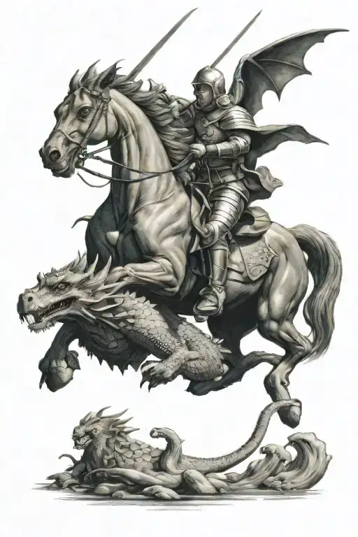 saint george killing a dragon tattoo design idea