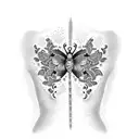 spine tattoo with words and koi fish/butterflies  tattoo design idea