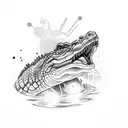 crocodile with flat cap and halo  tattoo design idea