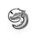 crocodile with flat cap and halo  tattoo design idea