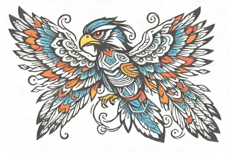 Native American thunderbird  tattoo design idea