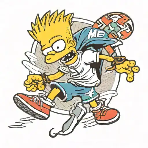 bart simpson dressed with nike tattoo design idea