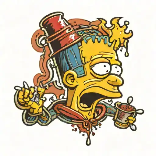 bart simpson drip tattoo design idea
