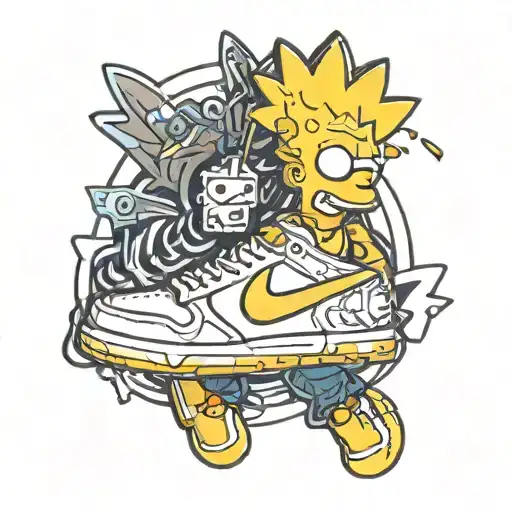 bart simpson dressed with nike tattoo design idea