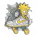 bart simpson dressed with nike tattoo design idea