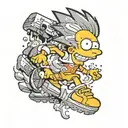 bart simpson dressed with nike tattoo design idea