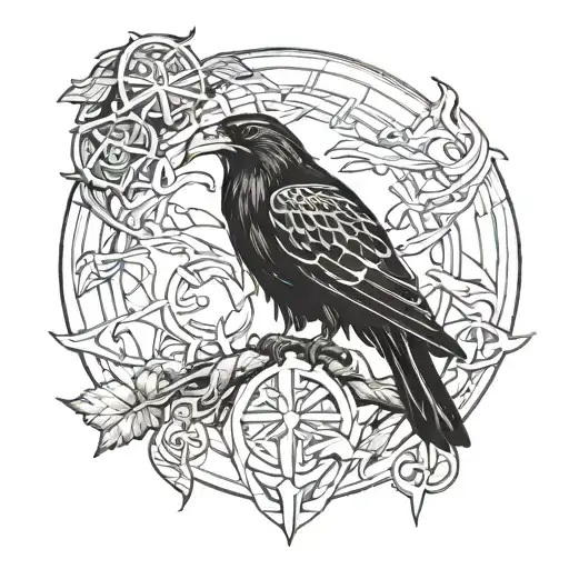 viking odin ravens Huginn and Muninn tattoo design idea