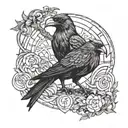 viking odin ravens Huginn and Muninn tattoo design idea